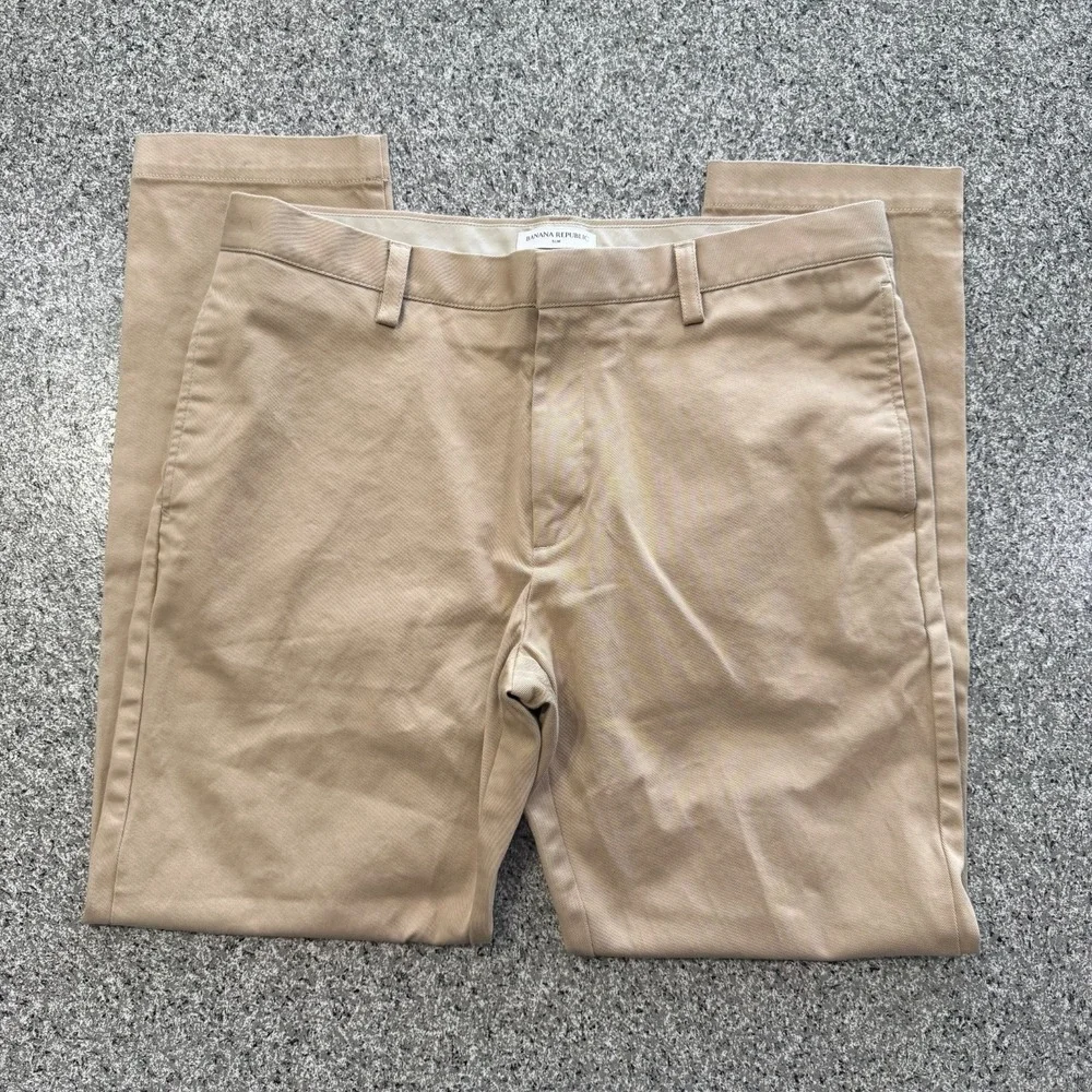 Banana Republic Slim Italian Chino Pants Mens 36x32 Khaki Beige